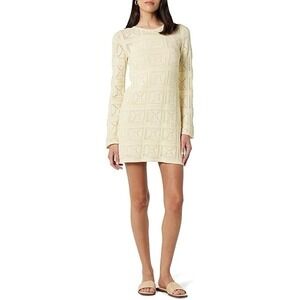 NWT The Drop Women's Laney Crochet Micro Mini Deess Size Medium Beige Color